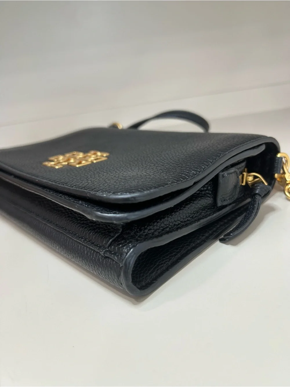 Authentic Tory Burch Britten Combo Crossbody Bag Purse Handbag Black Leather